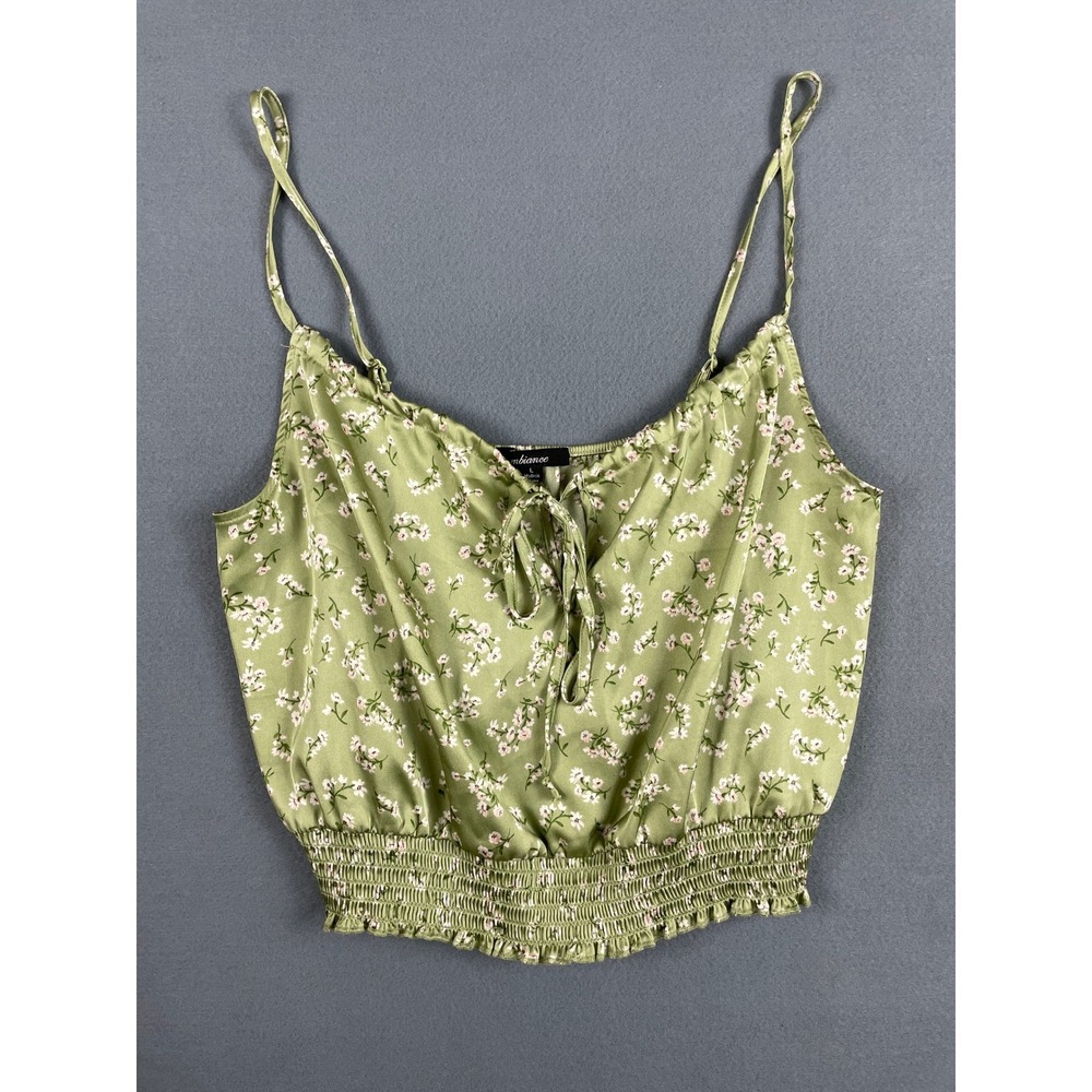Ambiance Floral Cami Crop Top Cottagecore Coquette Sage Green Romantic Large